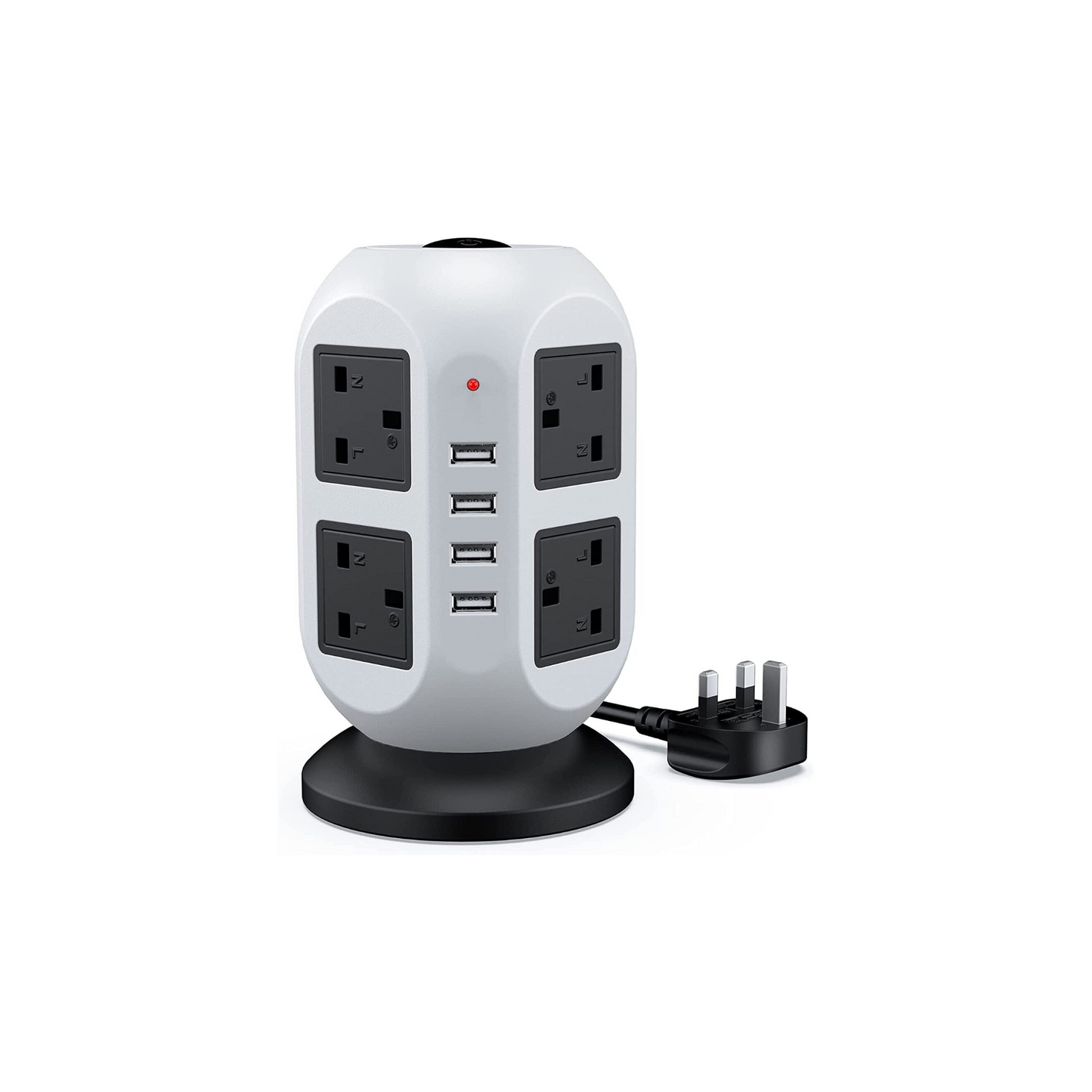 Tower Extension Lead 8 Socket +4 USB with Indicator & Surge Protection 5M Long