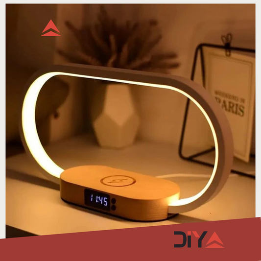 Multifunction Wireless Charger Pad Stand Clock LED Desk Lamp Night Light USB Port Fast Charging Station Dock for Iphone Samsung
