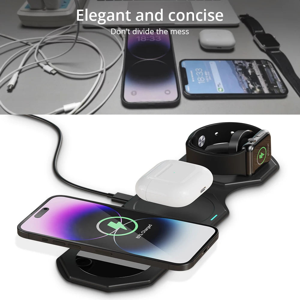 BONOLA Foldable Magnetic 3-in-1 Wireless Charger Stand