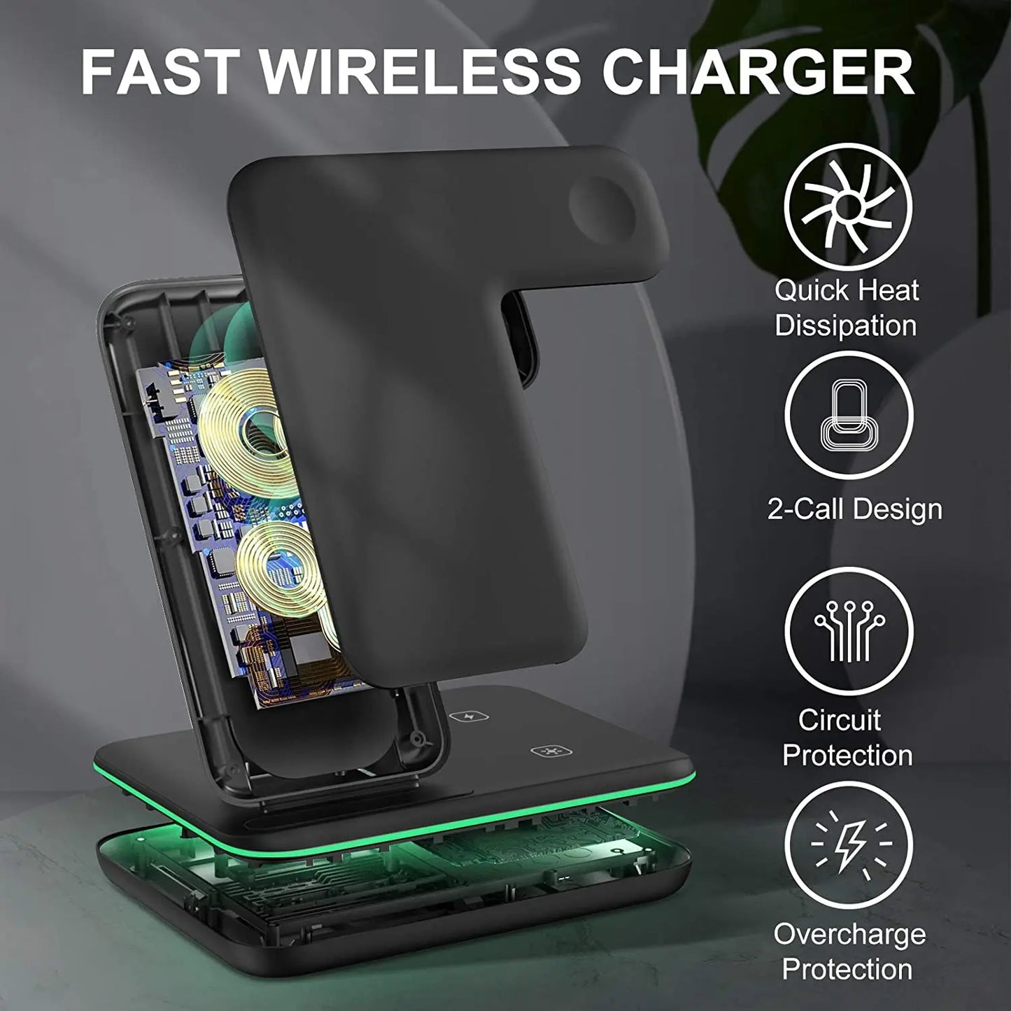 Charger Stand 15W  3-in-1  Fast Charging for Apple