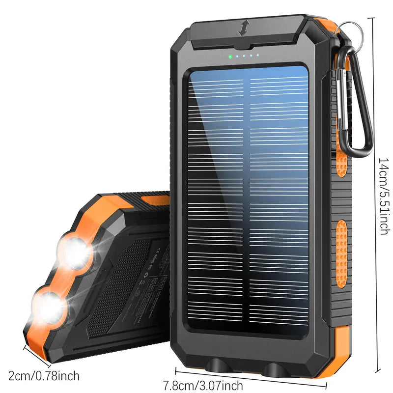 10000mAh Solar Power Bank with Dual USB Output and Flashlight