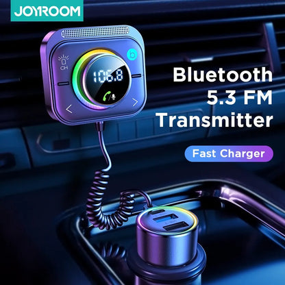 Bluetooth 5.3 FM/AUX Bluetooth Car Charger Adapter Air Vent Installation 3 Ports PD&QC 3.0 FM Bluetooth Car Transmitter