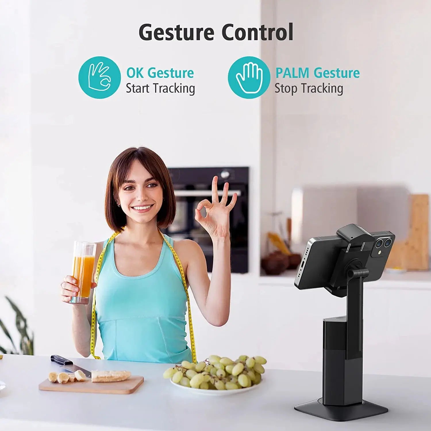 Auto Face Tracking Phone Holder No App Required 360° Rotation Face Body Phone Track Tripod Gesture Control Smart Shooting Mount