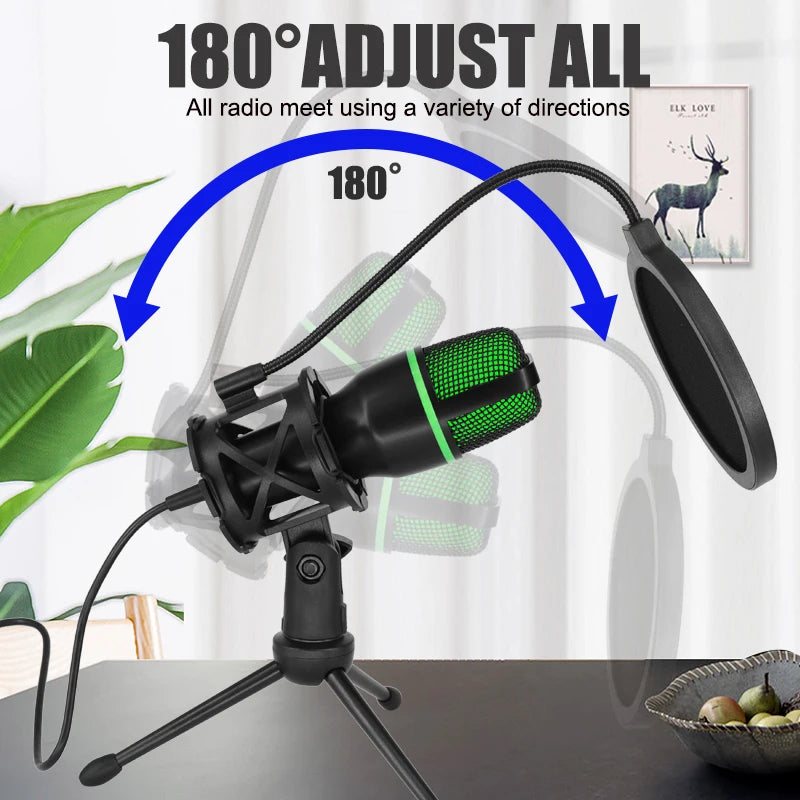 Professional USB Condenser Microphone for PC and Laptop