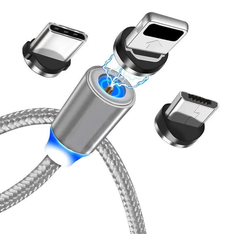 Three in One Magnetic Suction Data Cable Suitable for Iphone Huawei Xiaomi Mobile Phone Charging Cable 2A Fast Charging