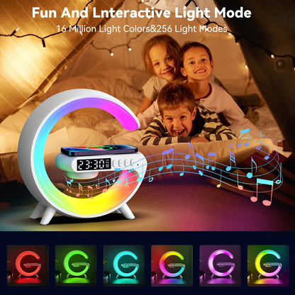  G Night Light Lamp Wireless Charger with Bluetooth Speaker