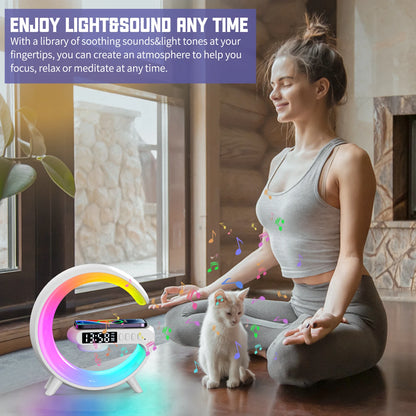  G Night Light Lamp Wireless Charger with Bluetooth Speaker