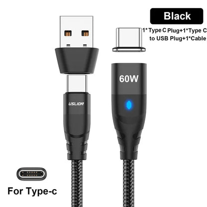 60W PD Fast Charger USB-C to Type-C Magnetic Data Cable