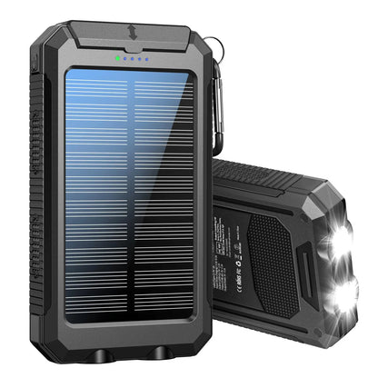 10000mAh Solar Power Bank with Dual USB Output and Flashlight