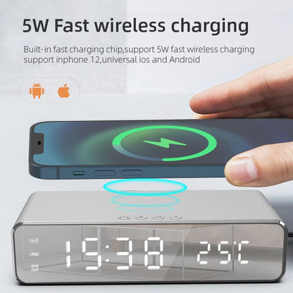 Wireless Charger Alarm Clock with Digital Thermometer