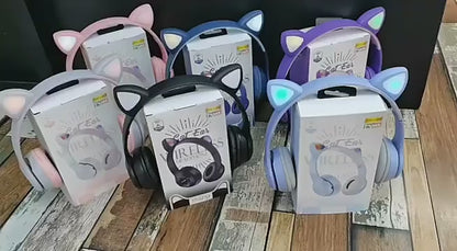 Cat Ear Gaming Headset with Bluetooth, Mic, and Lights
